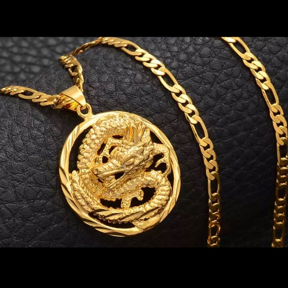 Other - Gold plated dragon pendant necklace